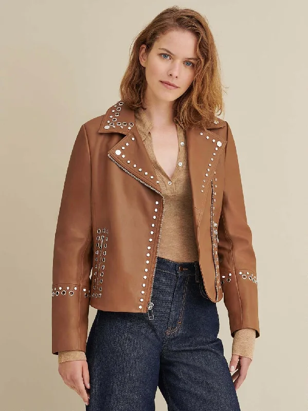 Bree Studded Womens Leather Jacket