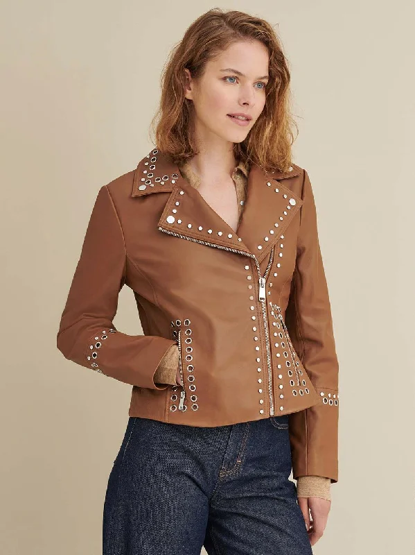 Bree Studded Womens Leather Jacket