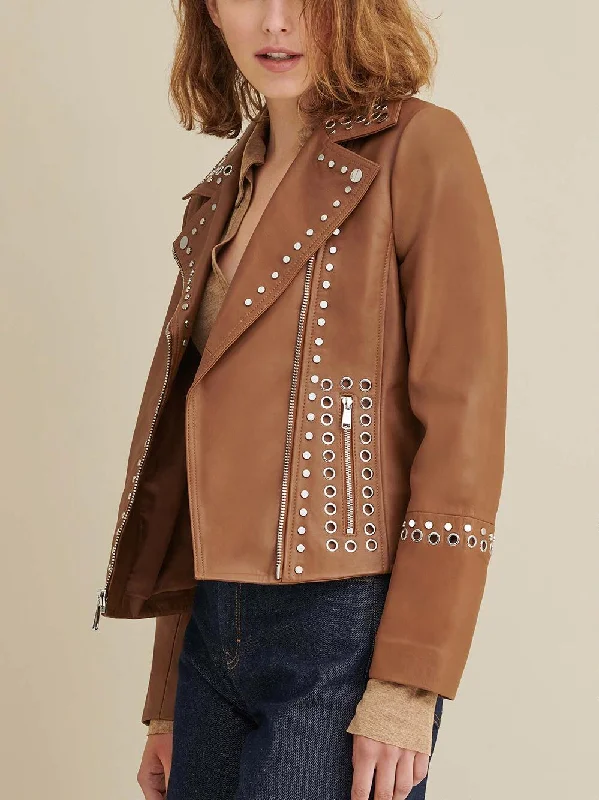 Bree Studded Womens Leather Jacket