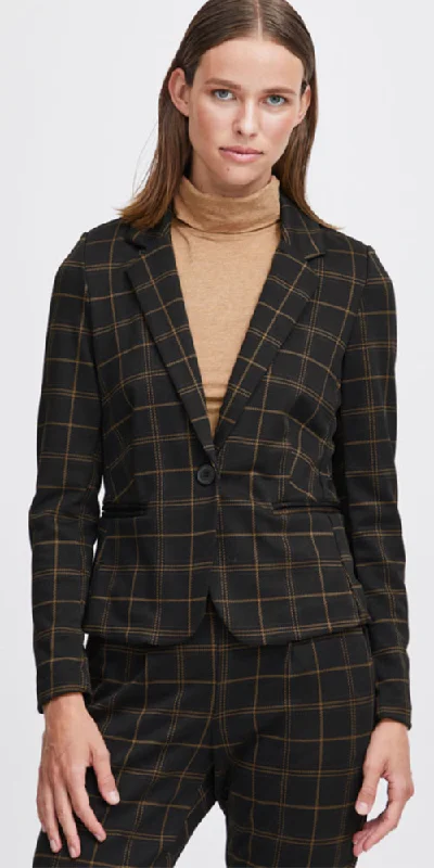 B.Young Plaid Ponte Blazer