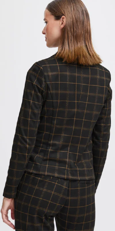 B.Young Plaid Ponte Blazer