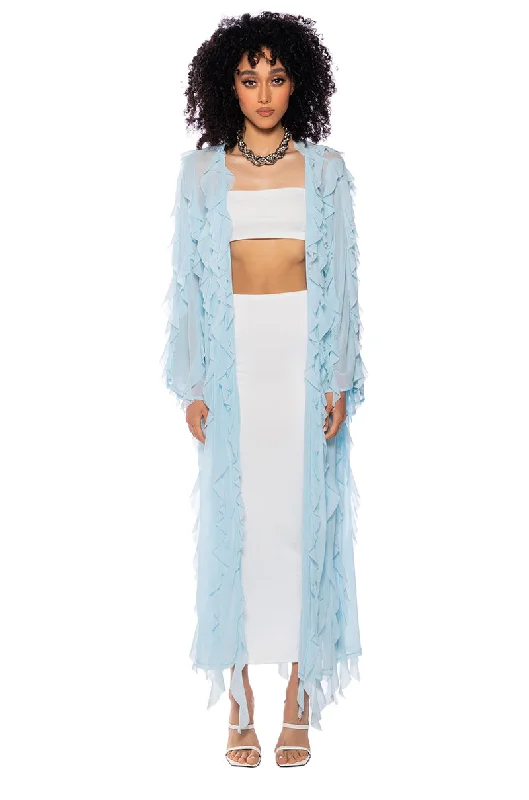 CASCADE RUFFLE MESH DUSTER