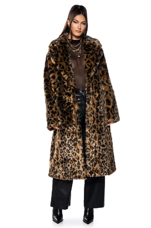 CATTY FAUX FUR LEOPARD COAT