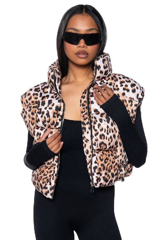 CHEETAH WEAVE PUFFER VEST