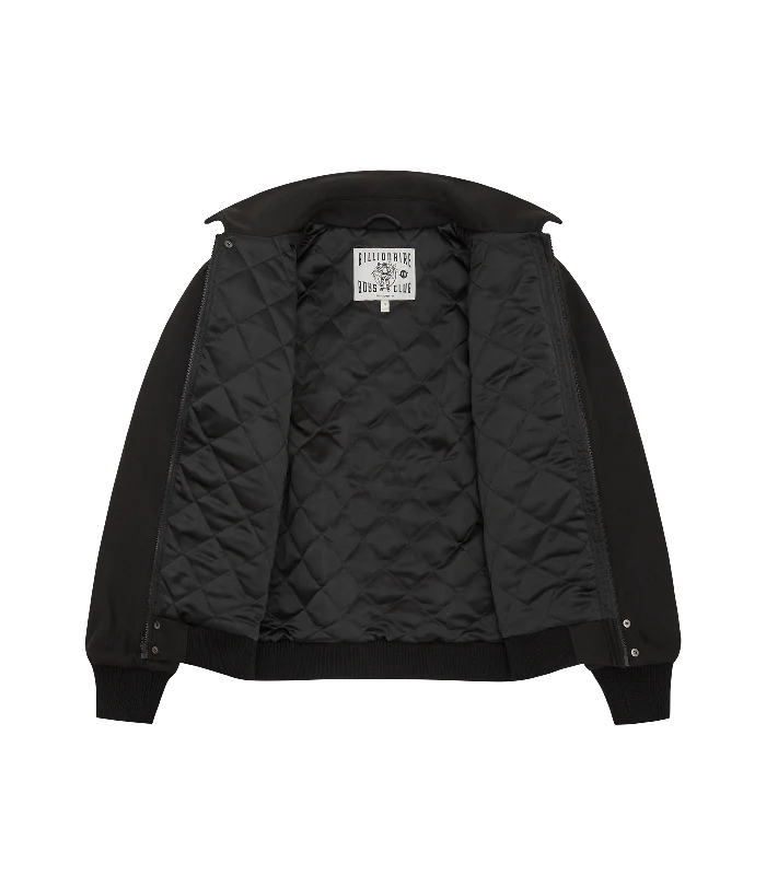 COLLARED VARSITY JACKET - BLACK