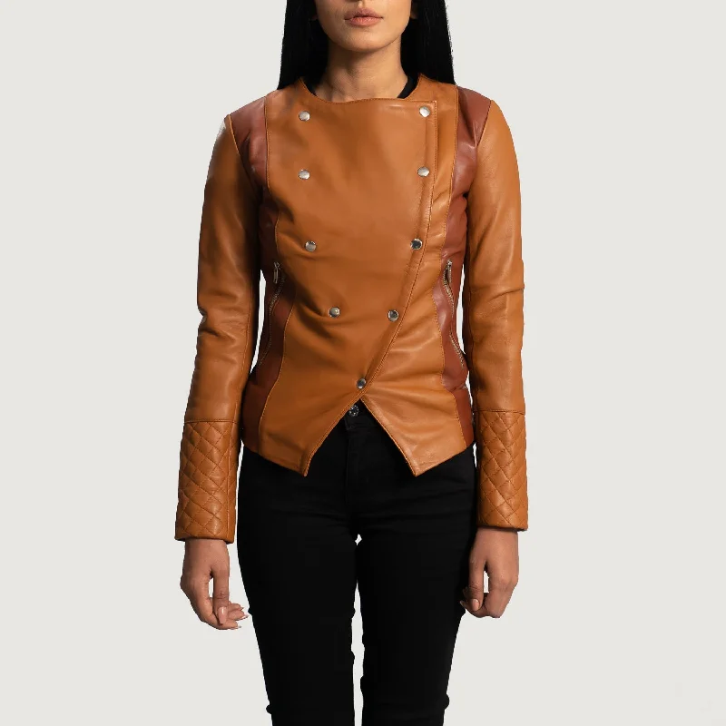 County Tan Overlap Leather Jacket