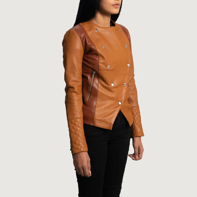 County Tan Overlap Leather Jacket