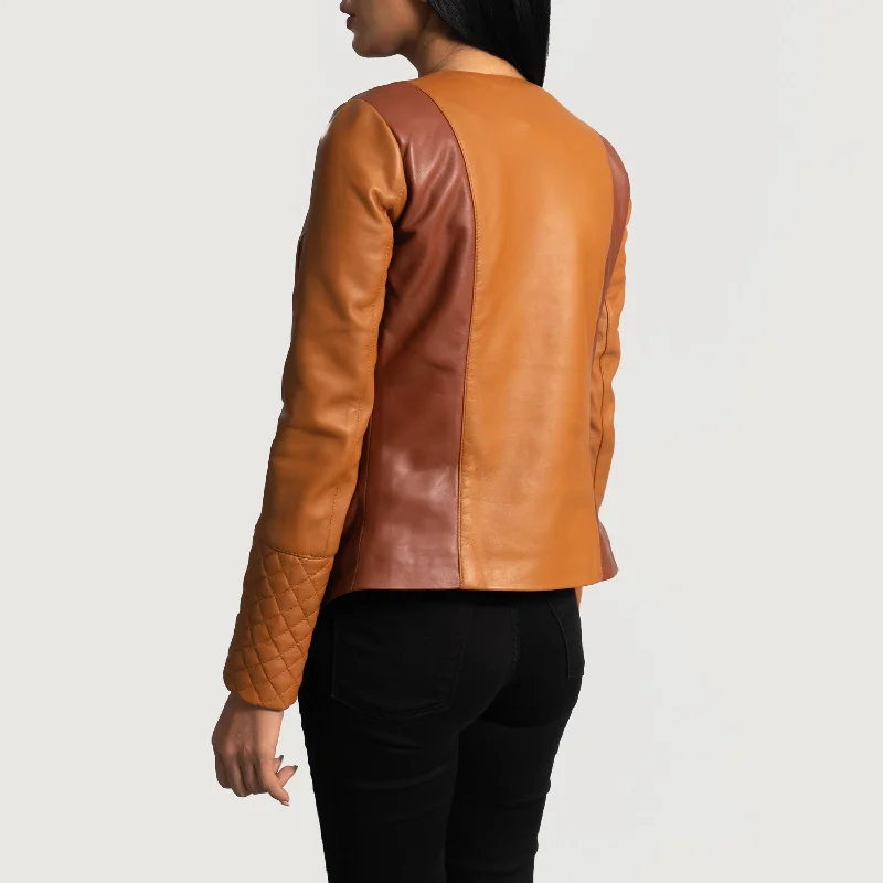 County Tan Overlap Leather Jacket