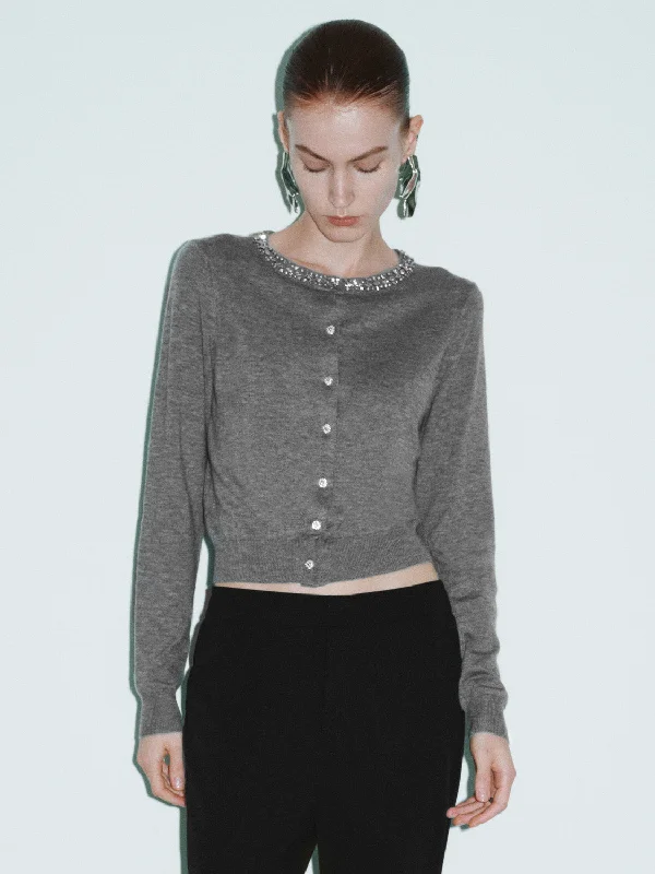 Crew Neck Skinny Knitted Cardigan