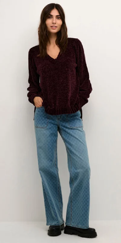 Culture Chenille V-Neck Sweater, bordeaux