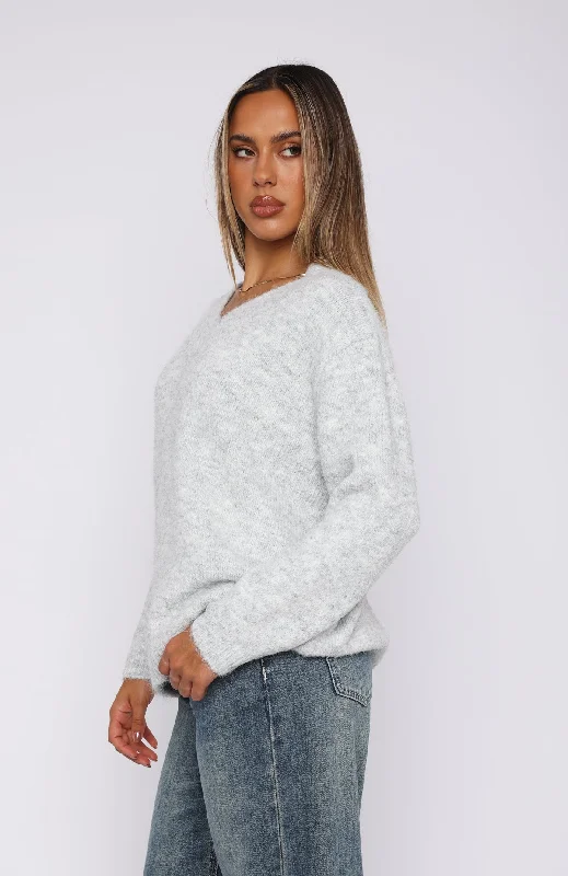 Don't Doubt It Oversized Sweater Light Grey