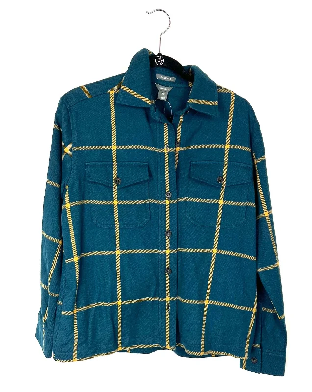 Blue Plaid Yellow Jacket - Small