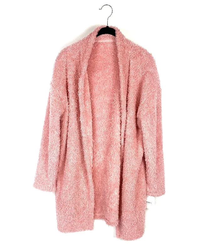 Pink Fuzzy Cardigan - Small