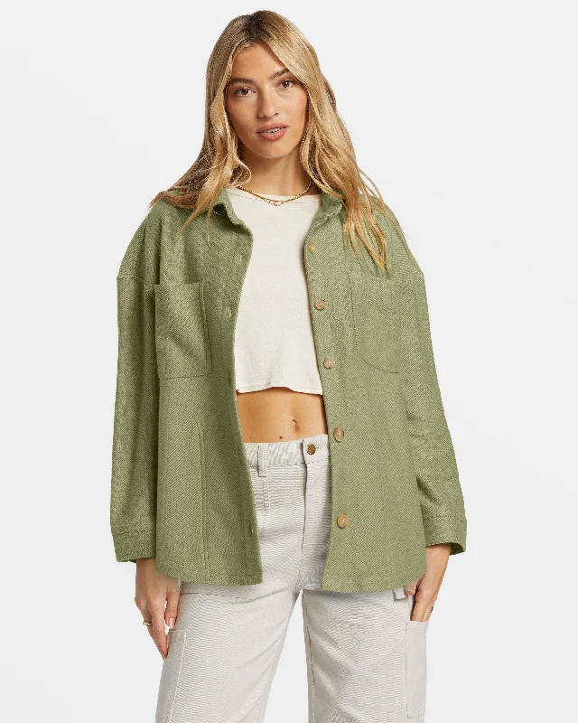 Everytime Oversized Shacket - Avocado