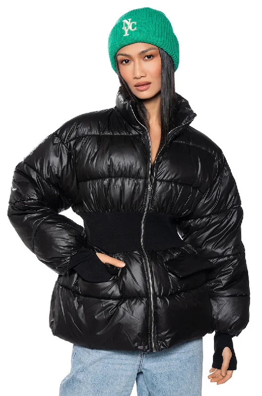 GEORGETOWN PUFFER COAT WITH RIB WAIST