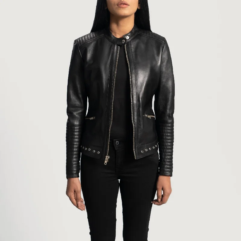 Haley Ray Black Leather Biker Jacket