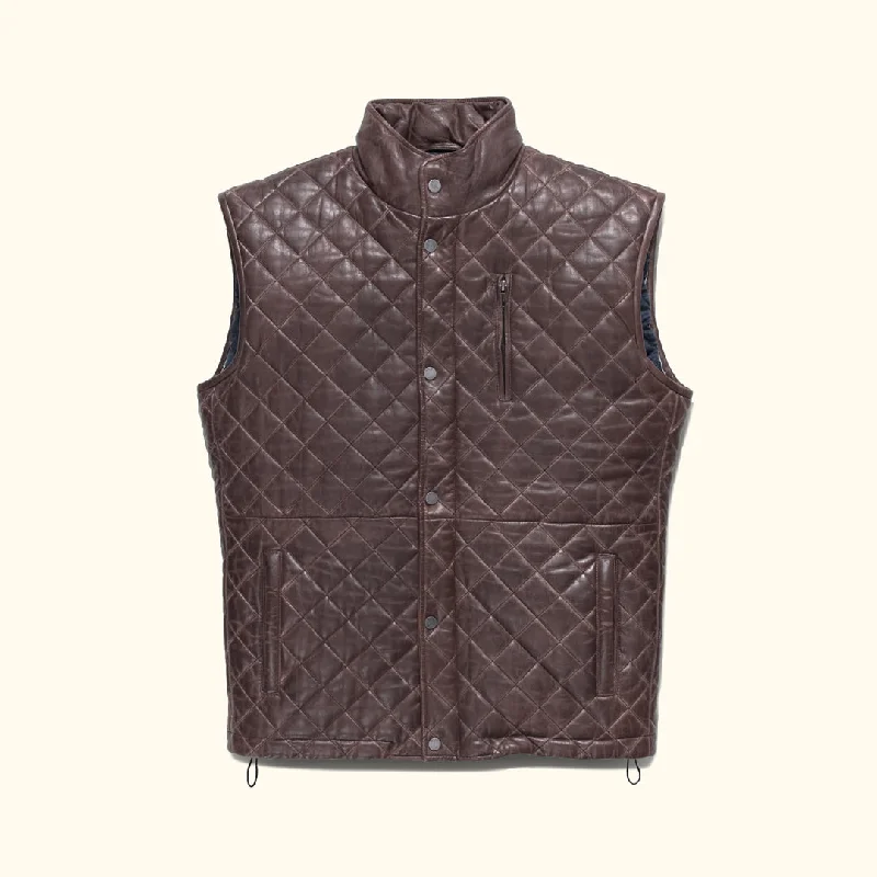 Limited Edition Highlands Quilted Leather Vest | Mahogany Brown