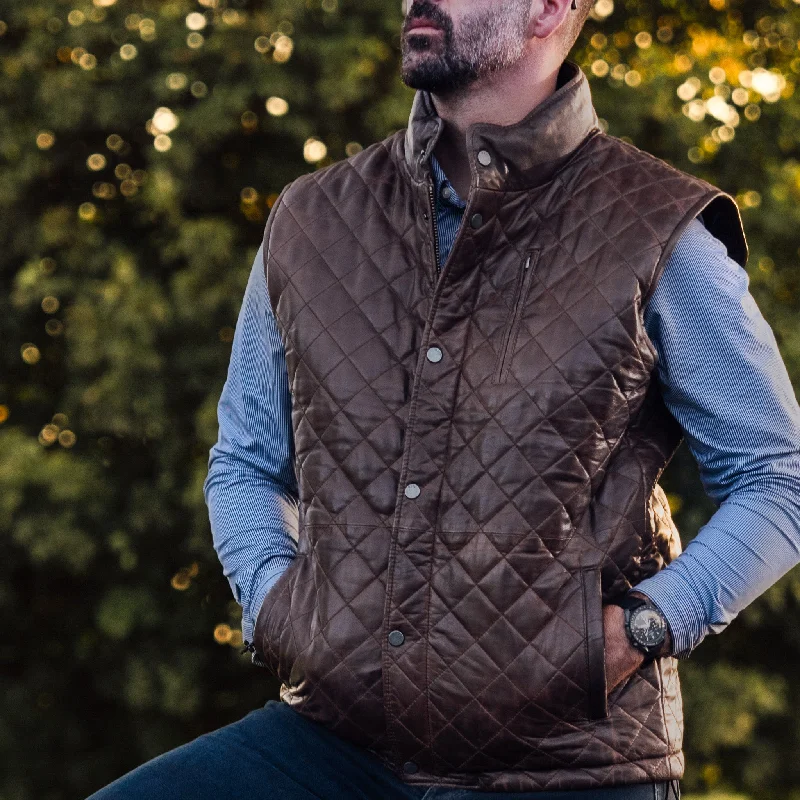 Limited Edition Highlands Quilted Leather Vest | Mahogany Brown