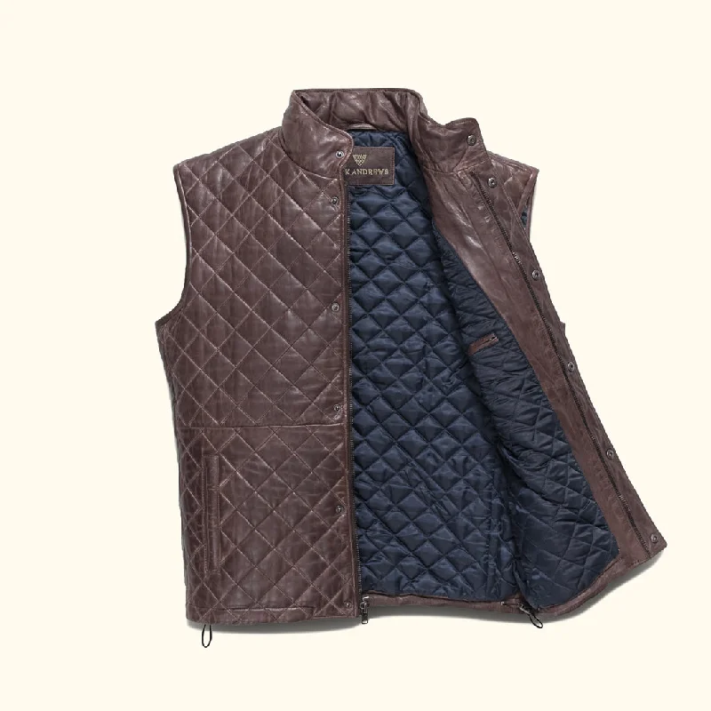 Limited Edition Highlands Quilted Leather Vest | Mahogany Brown