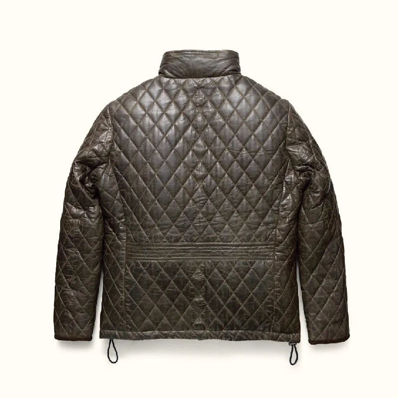 Highlands Quilted Leather Jacket | Olive Green