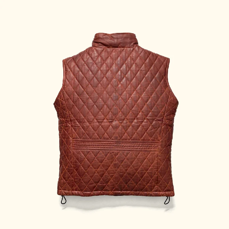 Highlands Quilted Leather Vest | Whiskey Brown