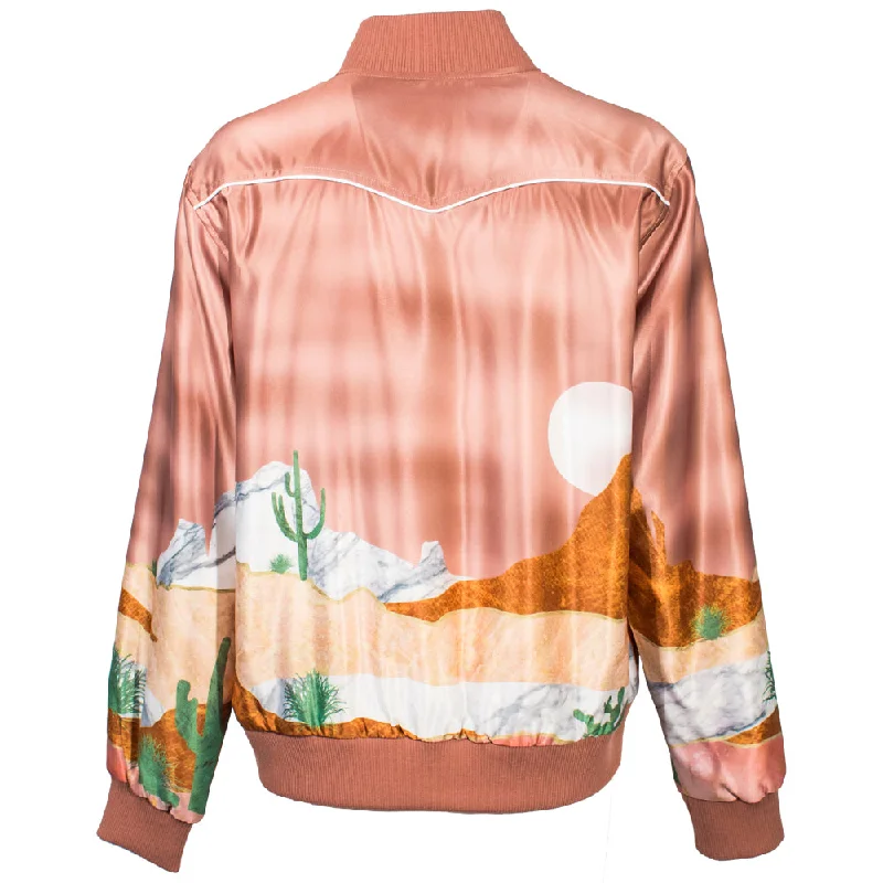 ""Hooey Ladies Bomber Jacket"" Pink with Desert Landscape