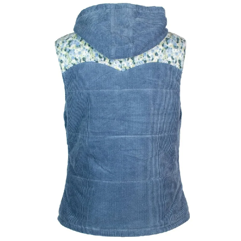 ""Hooey Ladies Hooded Vest"" Blue/Floral Print