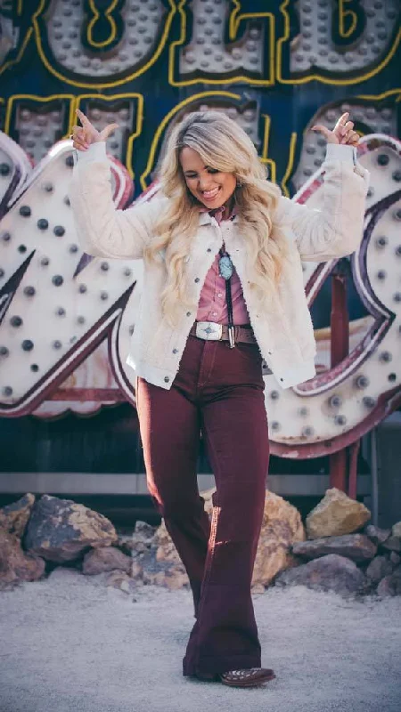 ""Hooey Ladies Jacket "" Cream Sherpa w/Denim Accents