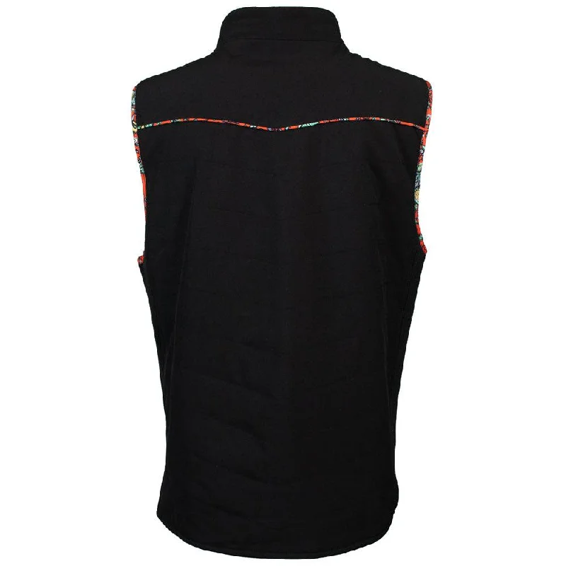 ""Hooey Ladies Packable Vest"" Black w/Red Floral Lining