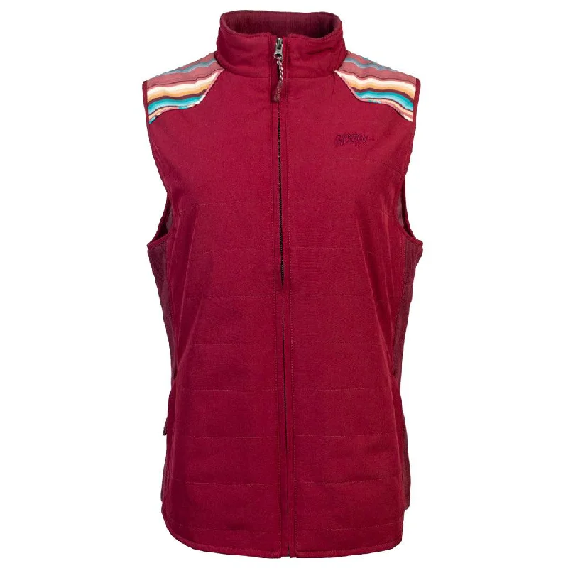 ""Hooey Ladies Packable Vest"" Burgundy w/Stripe Detailing