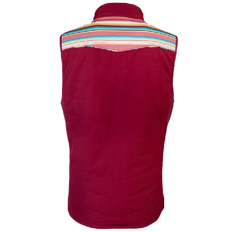 ""Hooey Ladies Packable Vest"" Burgundy w/Stripe Detailing