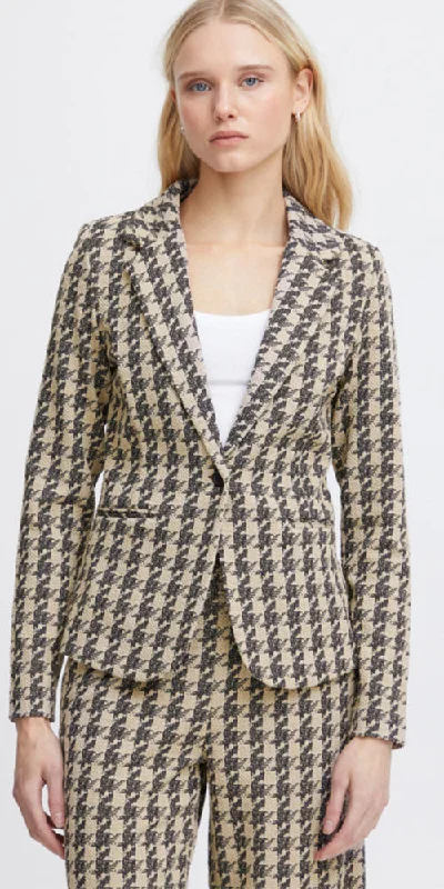 Ichi Houndstooth Ponte Blazer