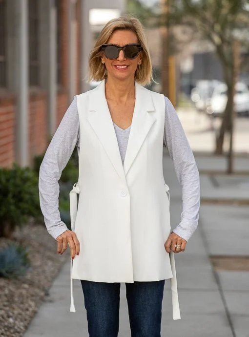 Ivory Notch Collar Open Side Vest