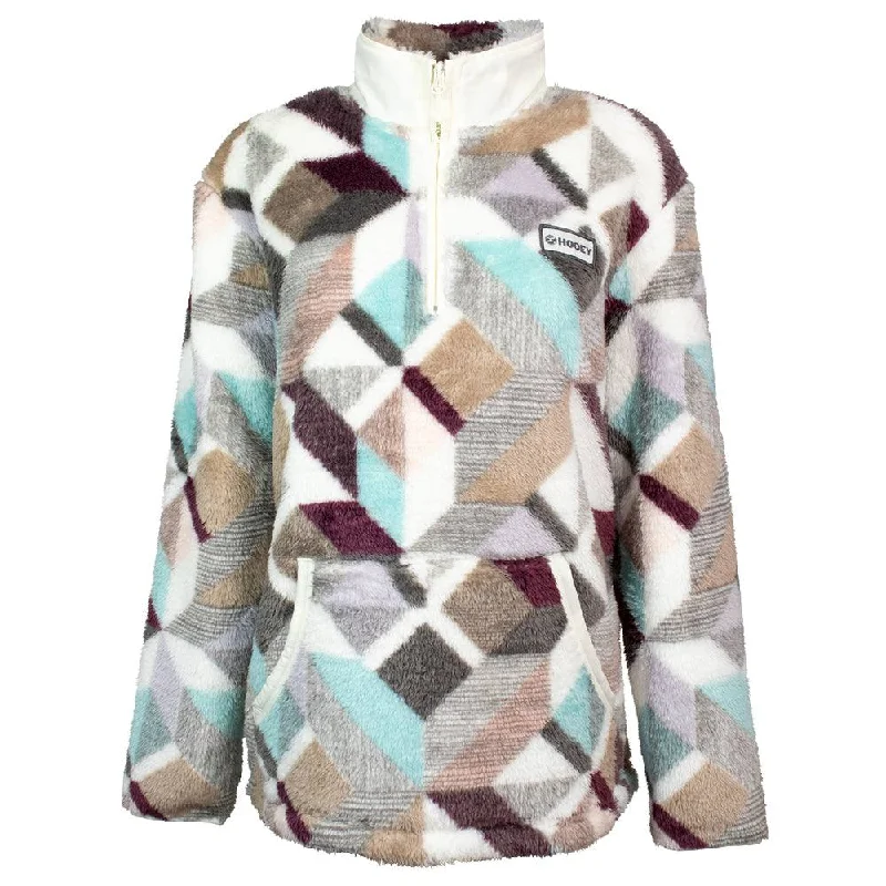 ""Ladies Fleece Pullover"" Cream/Print