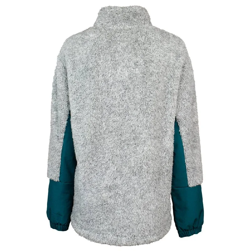 ""Ladies Fleece Pullover"" Grey w/Teal