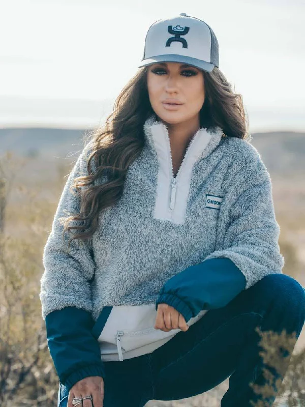 ""Ladies Fleece Pullover"" Grey w/Teal