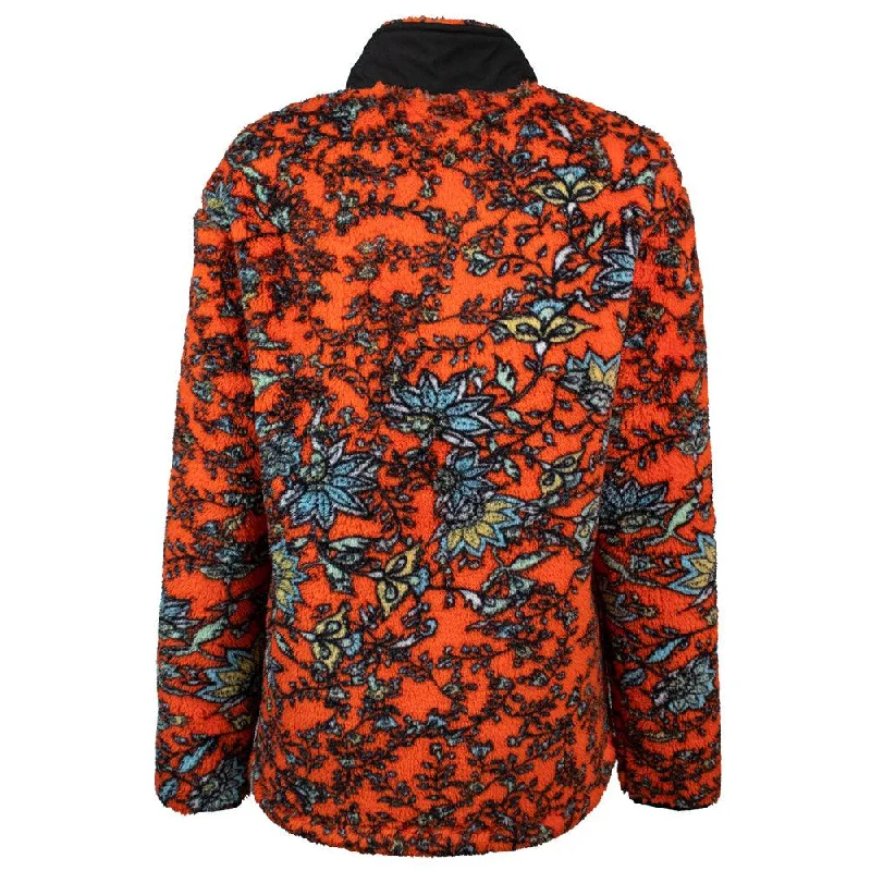 ""Ladies Fleece Pullover"" Red/Floral