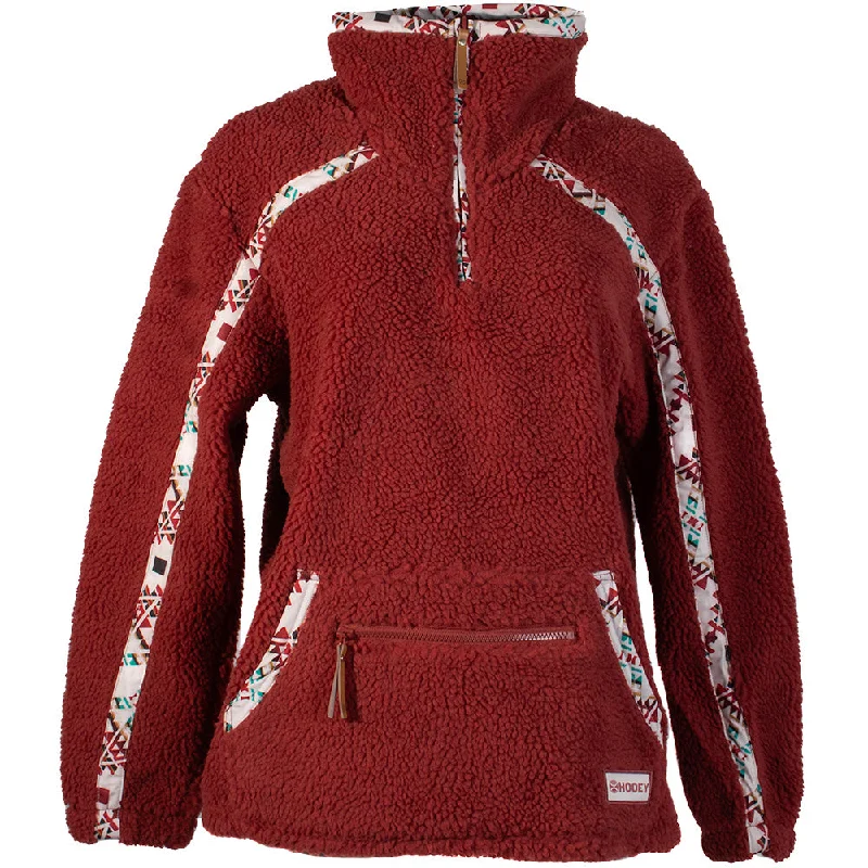 ""Ladies Sherpa Pullover"" Marsala