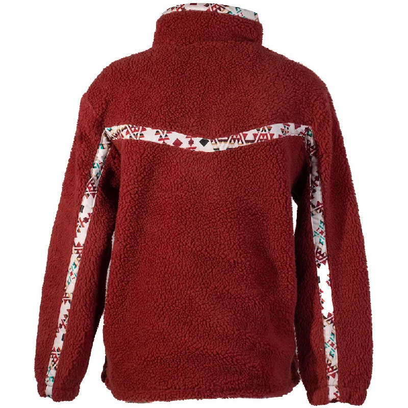 ""Ladies Sherpa Pullover"" Marsala