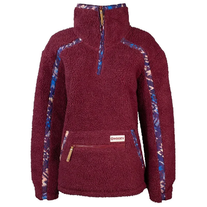 ""Ladies Sherpa Pullover"" Pink w/ Purple Aztec Accents