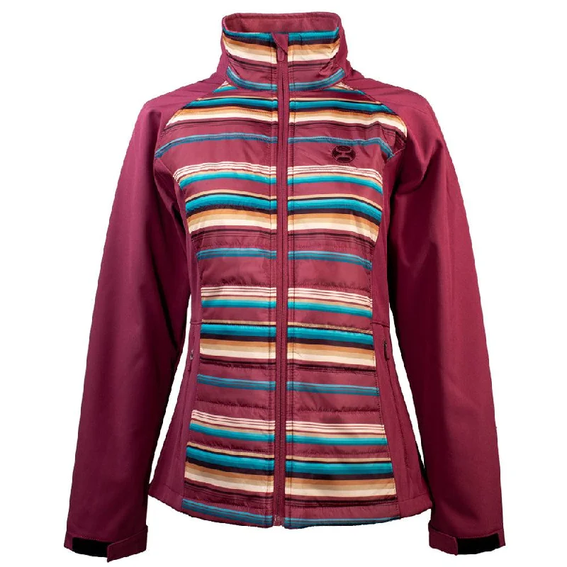 ""Ladies Softshell Jacket"" Pink w/Pink/Turquoise Stripes