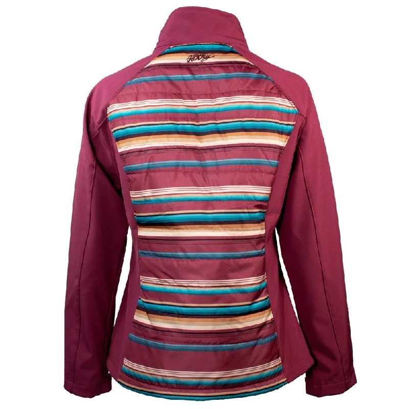 ""Ladies Softshell Jacket"" Pink w/Pink/Turquoise Stripes