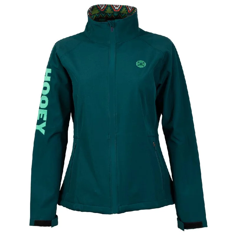 ""Ladies Softshell Jacket"" Teal w/Multi Color Pattern Lining