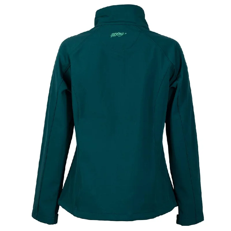 ""Ladies Softshell Jacket"" Teal w/Multi Color Pattern Lining