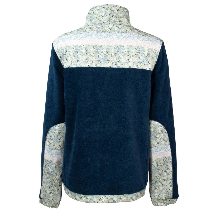 ""Ladies Tech Fleece Jacket"" Blue w/Floral Print