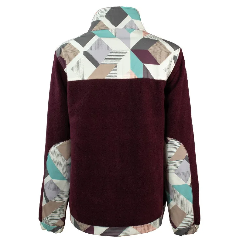 ""Ladies Tech Fleece Jacket"" Burgundy w/Multi-Color Print