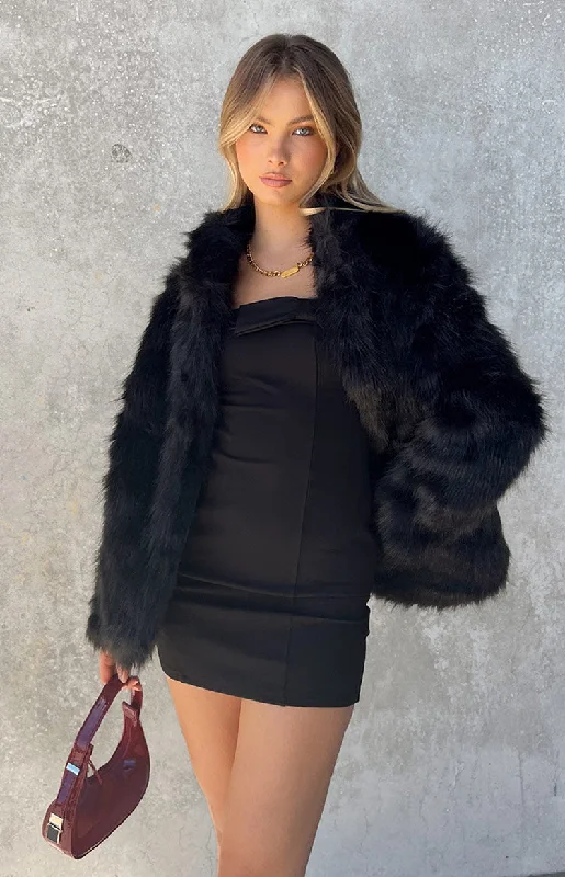 Lioness Bada Bing Onyx Faux Fur Jacket