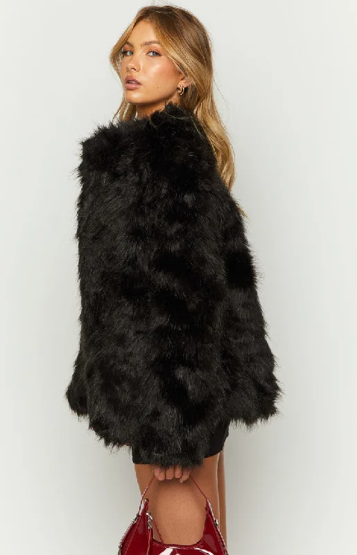 Lioness Bada Bing Onyx Faux Fur Jacket