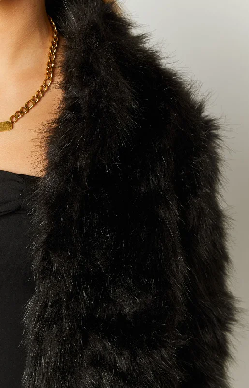 Lioness Bada Bing Onyx Faux Fur Jacket