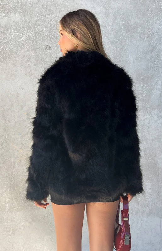 Lioness Bada Bing Onyx Faux Fur Jacket